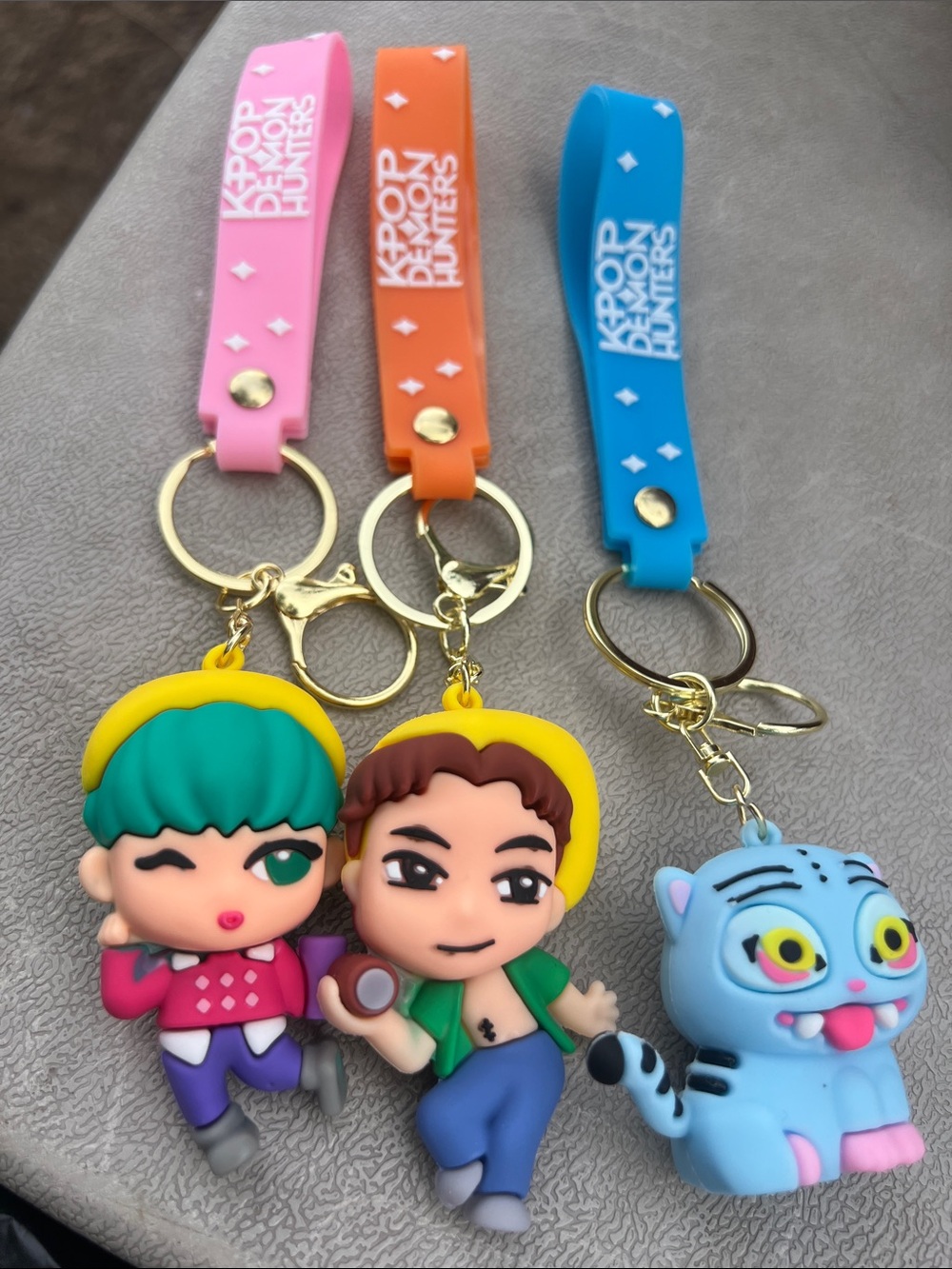 Kids Keychain Set - Pink, Orange, Blue Charms